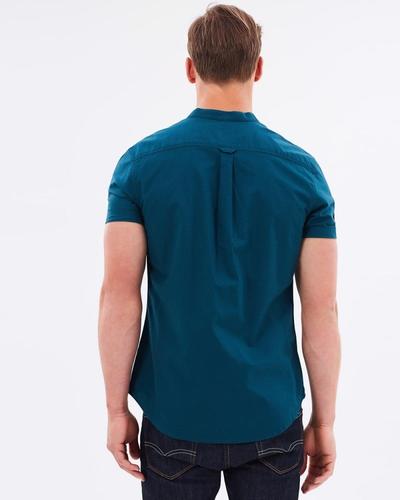 Teal Oxford Grandad Collar Shirt