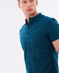 Teal Oxford Grandad Collar Shirt