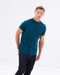 Teal Oxford Grandad Collar Shirt